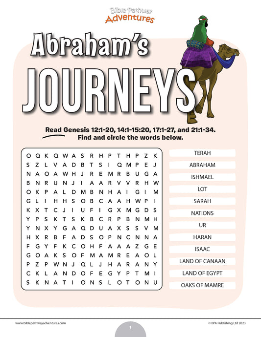 Abraham's Journeys word search