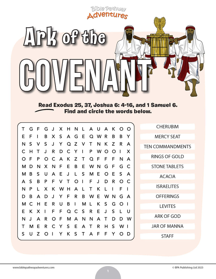 Ark of the Covenant word search (PDF) – Bible Pathway Adventures