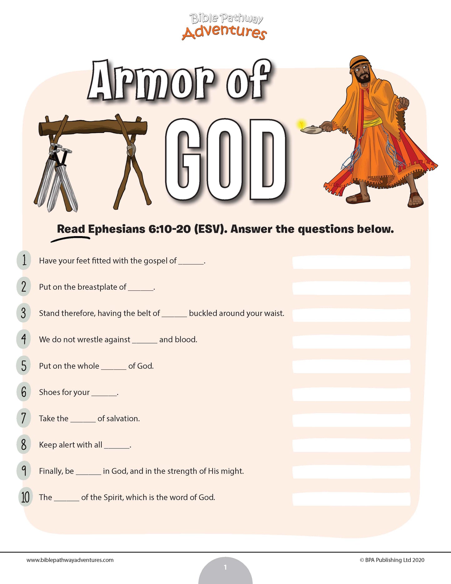 Armor of God Bible quiz 