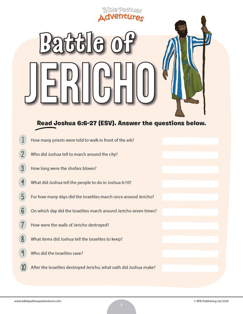 Battle of Jericho quiz (PDF) – Bible Pathway Adventures