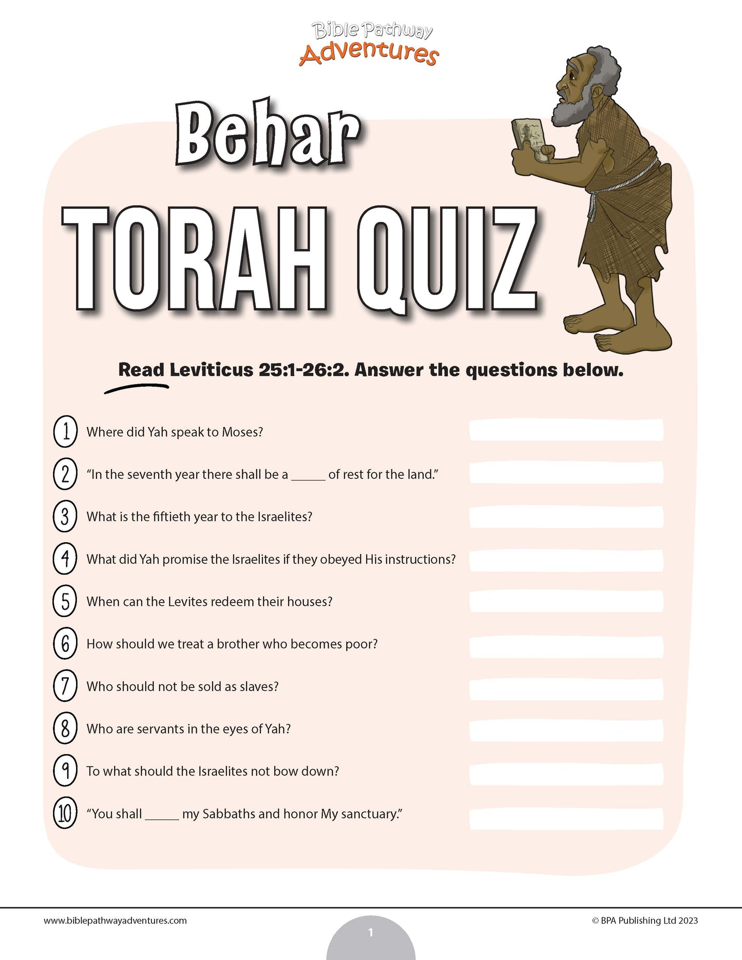 Behar Torah quiz (PDF)