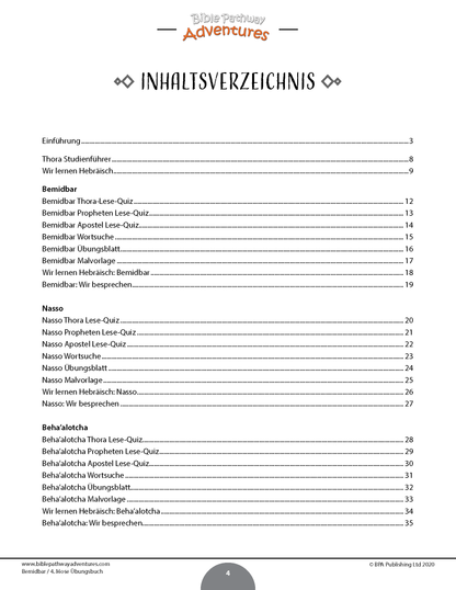 Bemidbar / 4. Mose Übungsbuch (PDF)