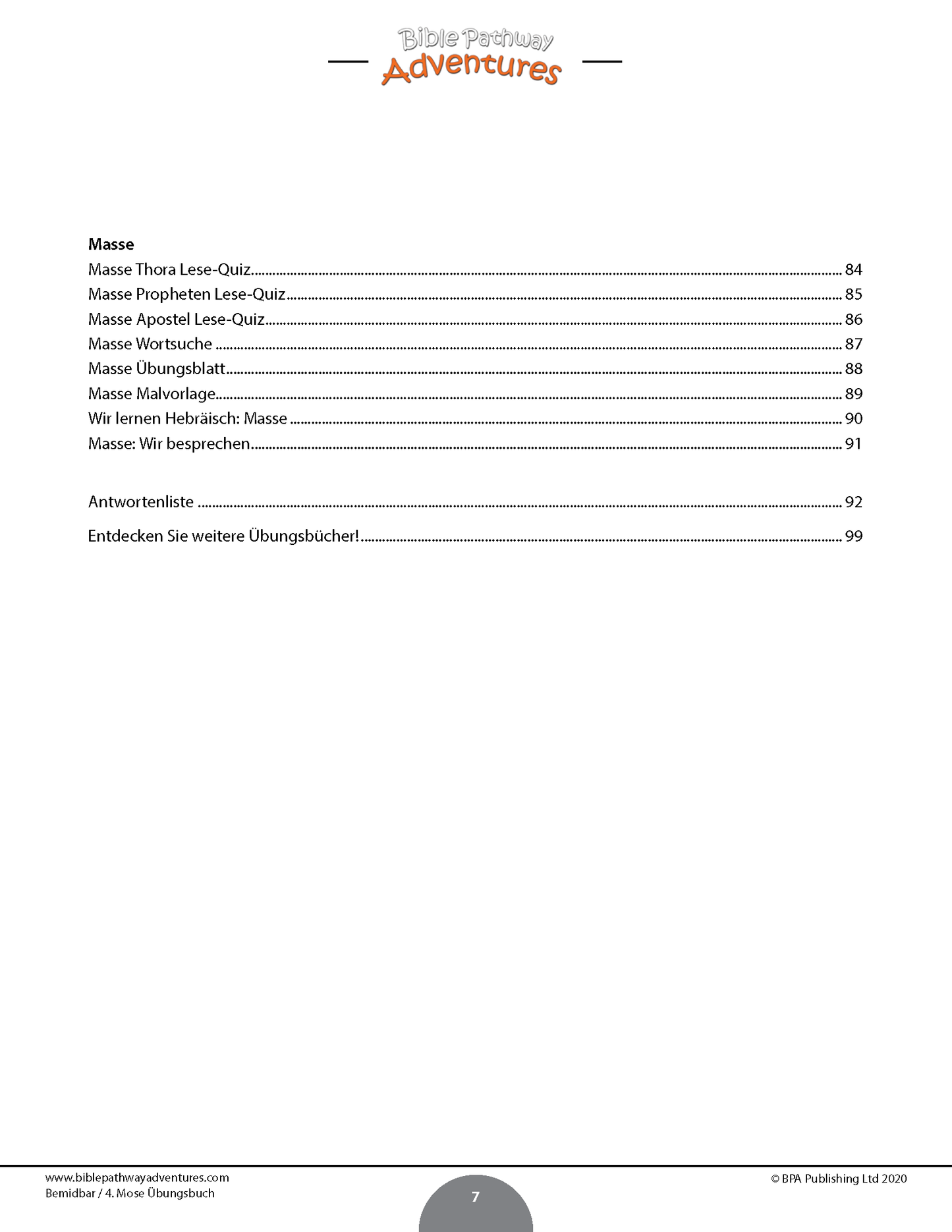 Bemidbar / 4. Mose Übungsbuch (PDF)
