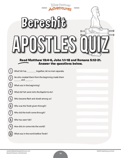 Bereshit | Libro de actividades de la porción de la Torá de Génesis