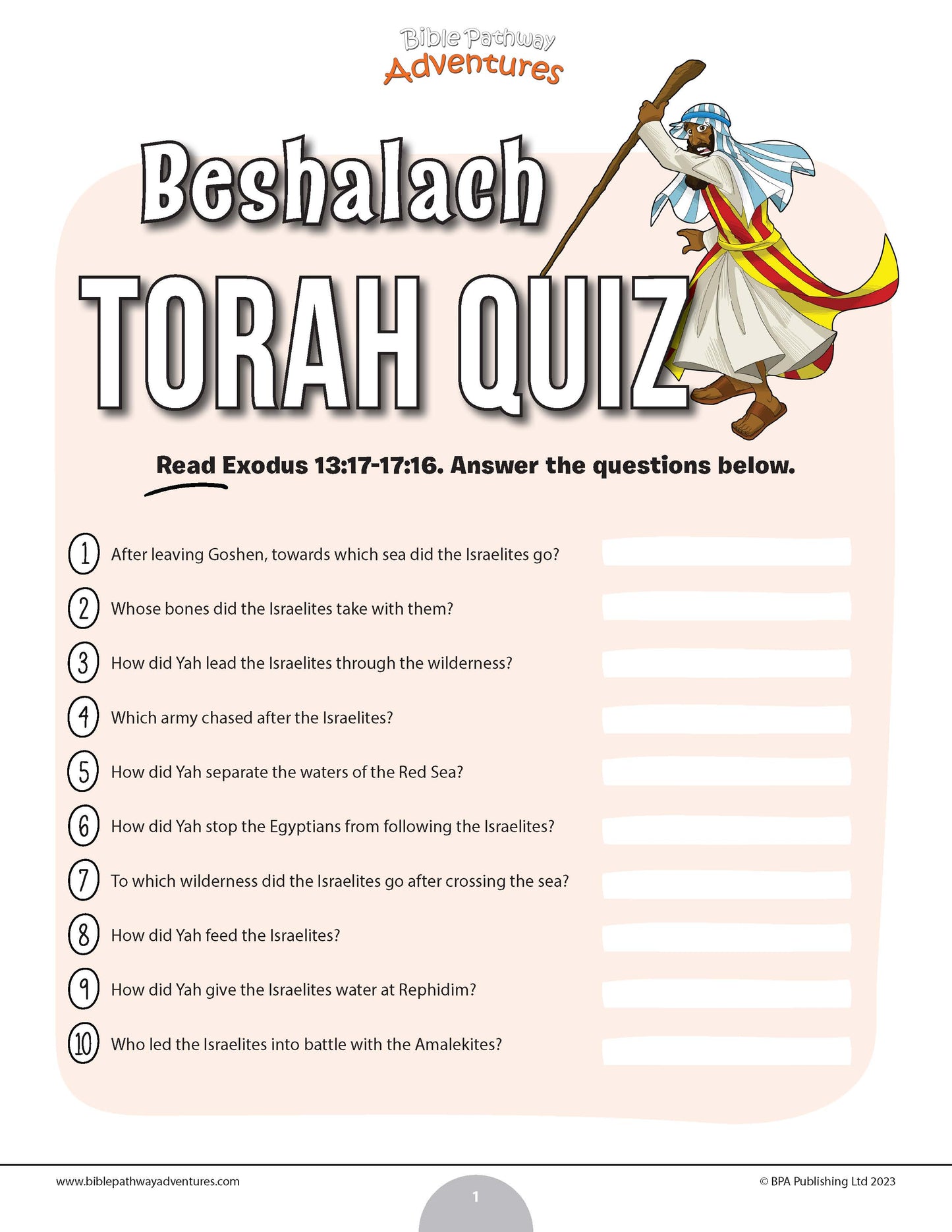 Beshalach Torah quiz (PDF)