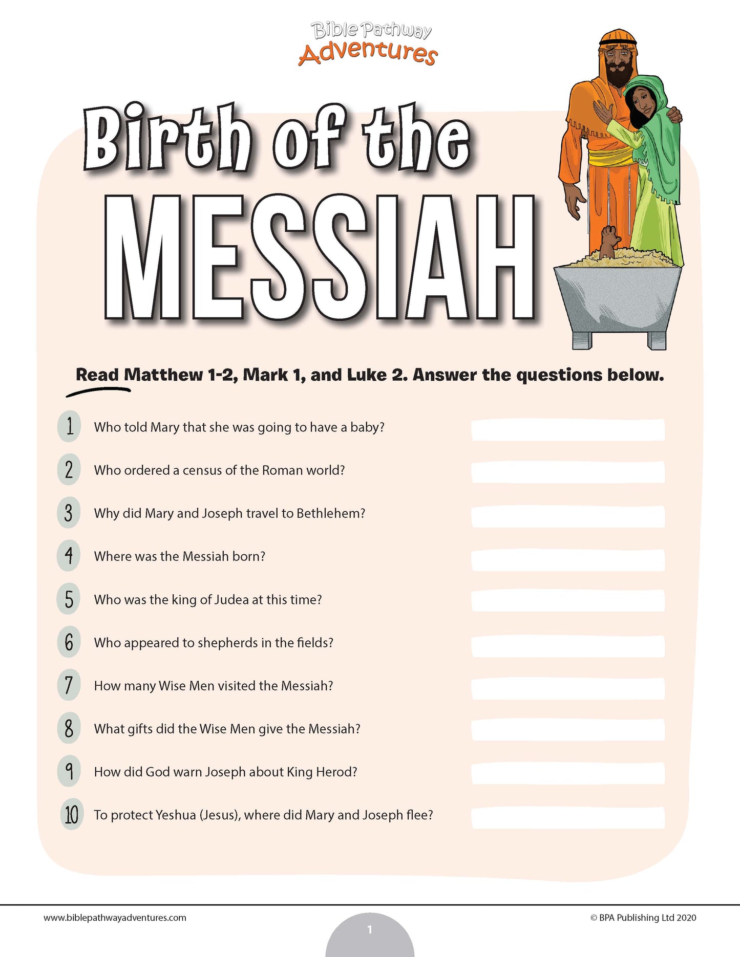 Cuestionario sobre el nacimiento del Mesías