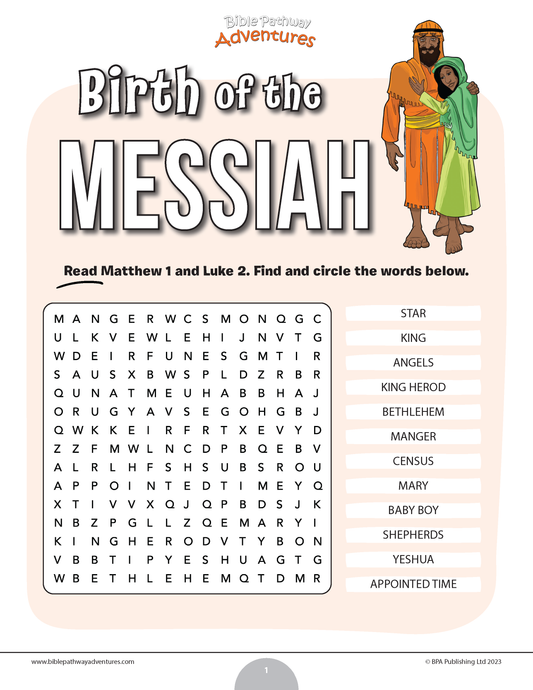 Birth of the Messiah word search (PDF)