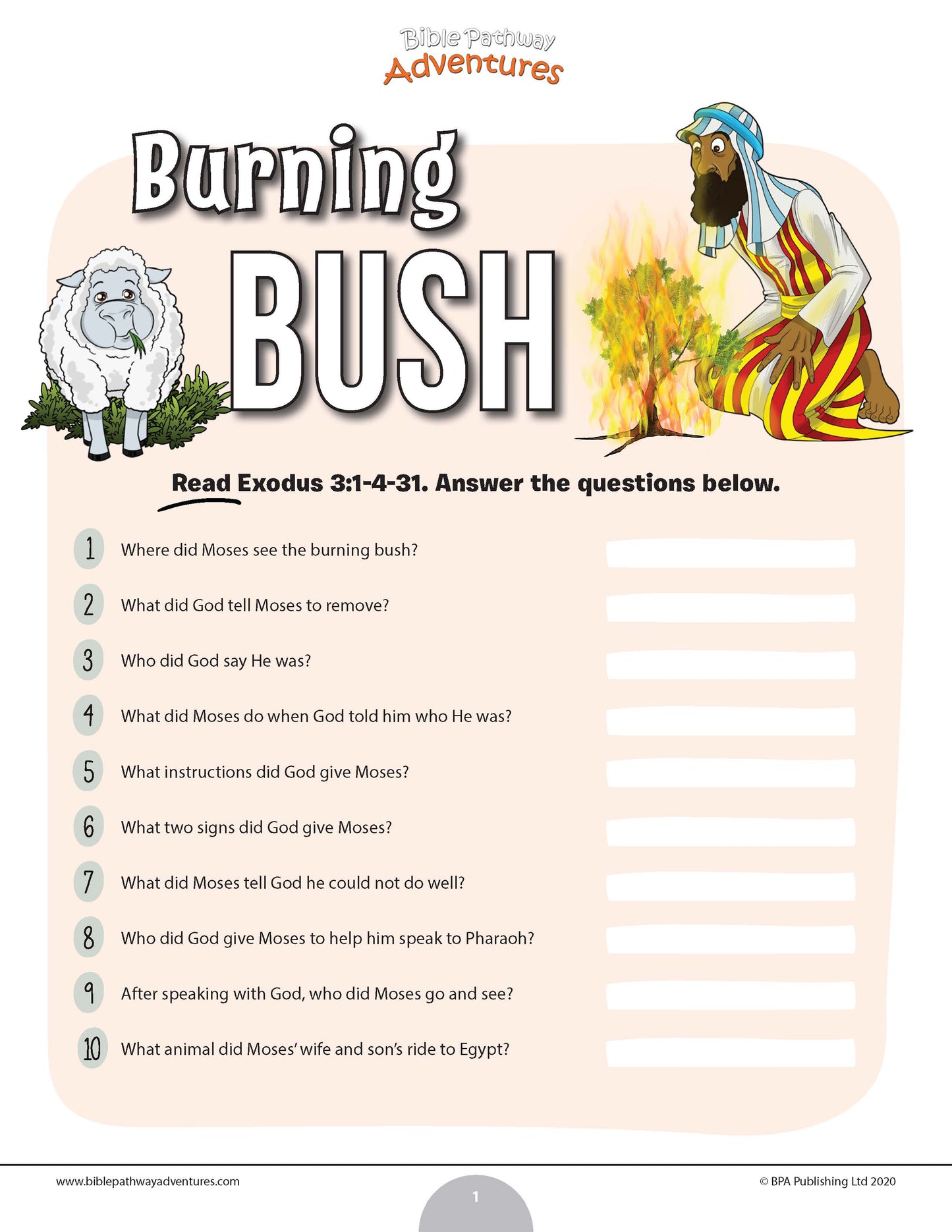 The Burning Bush quiz (PDF)