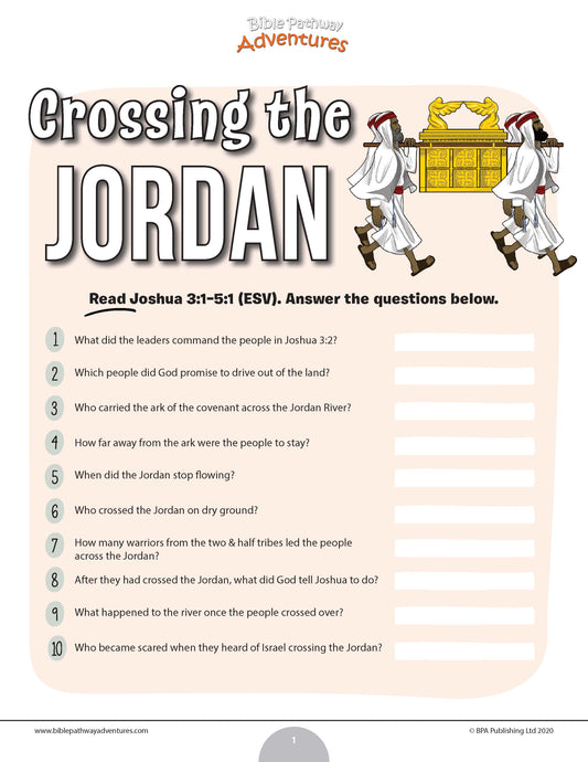 Cuestionario sobre el cruce del Jordán