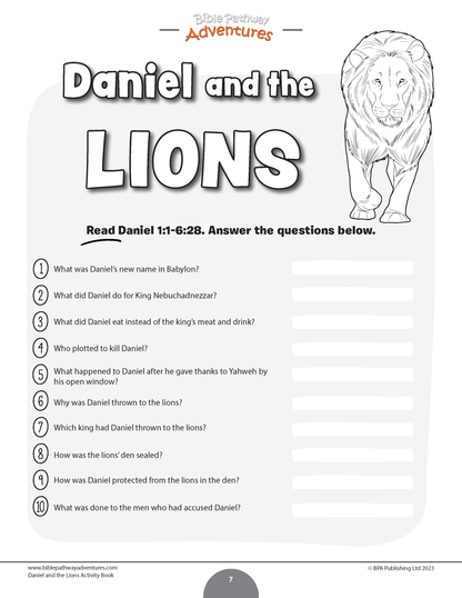 Libro de actividades de Daniel y los leones