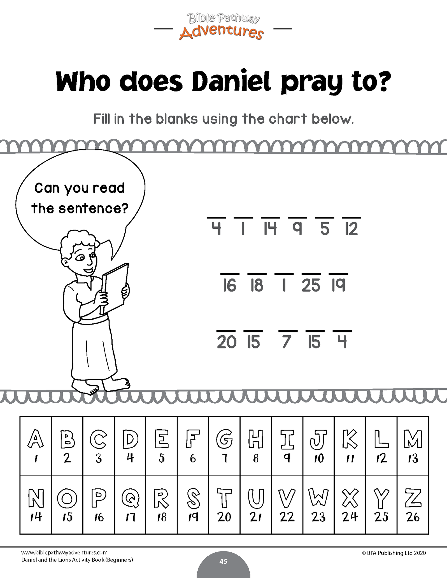 Libro de actividades de Daniel y los leones para principiantes