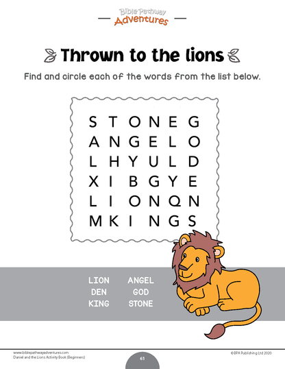Daniel and the Lions Activity Book for Beginners