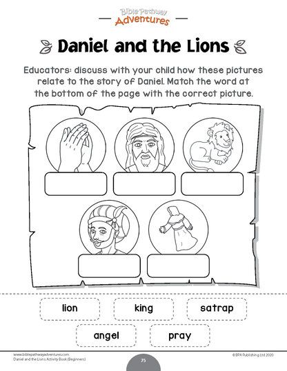 Libro de actividades de Daniel y los leones para principiantes