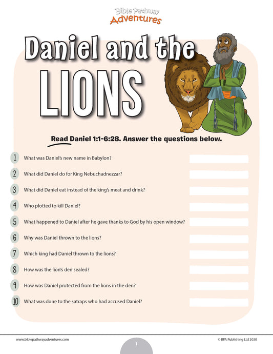 Cuestionario de Daniel y los Leones