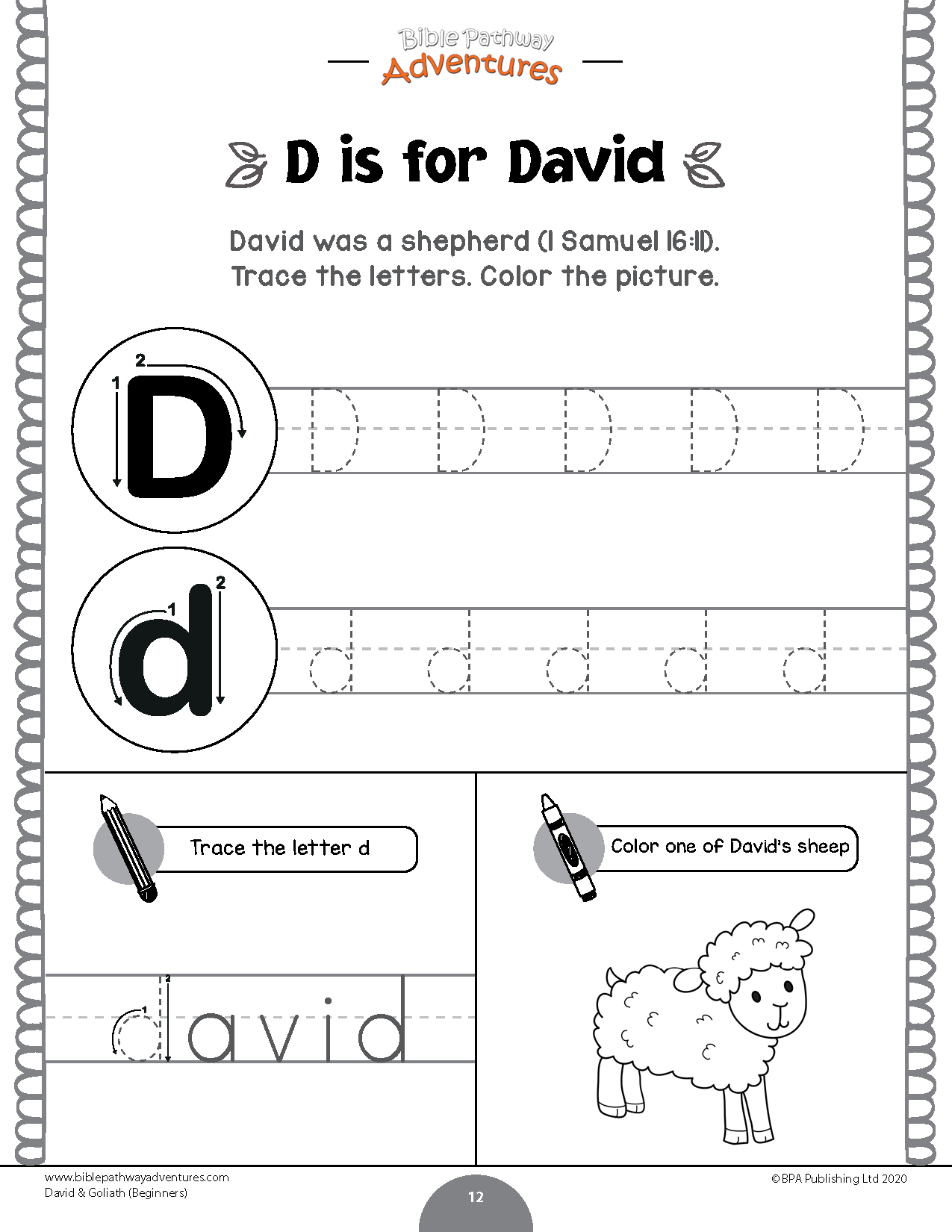 David and Goliath Activity Book for Beginners