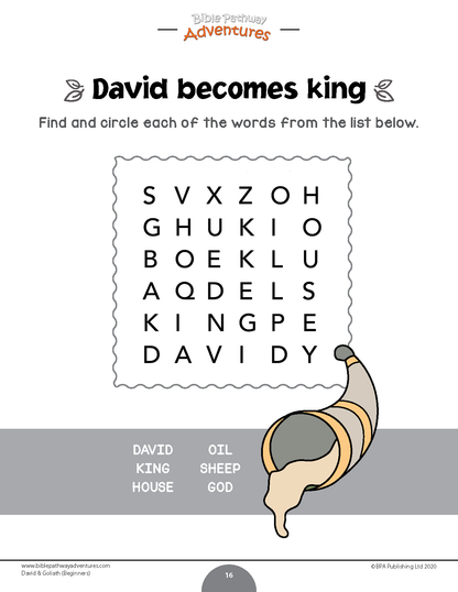 Libro de actividades de David y Goliat para principiantes