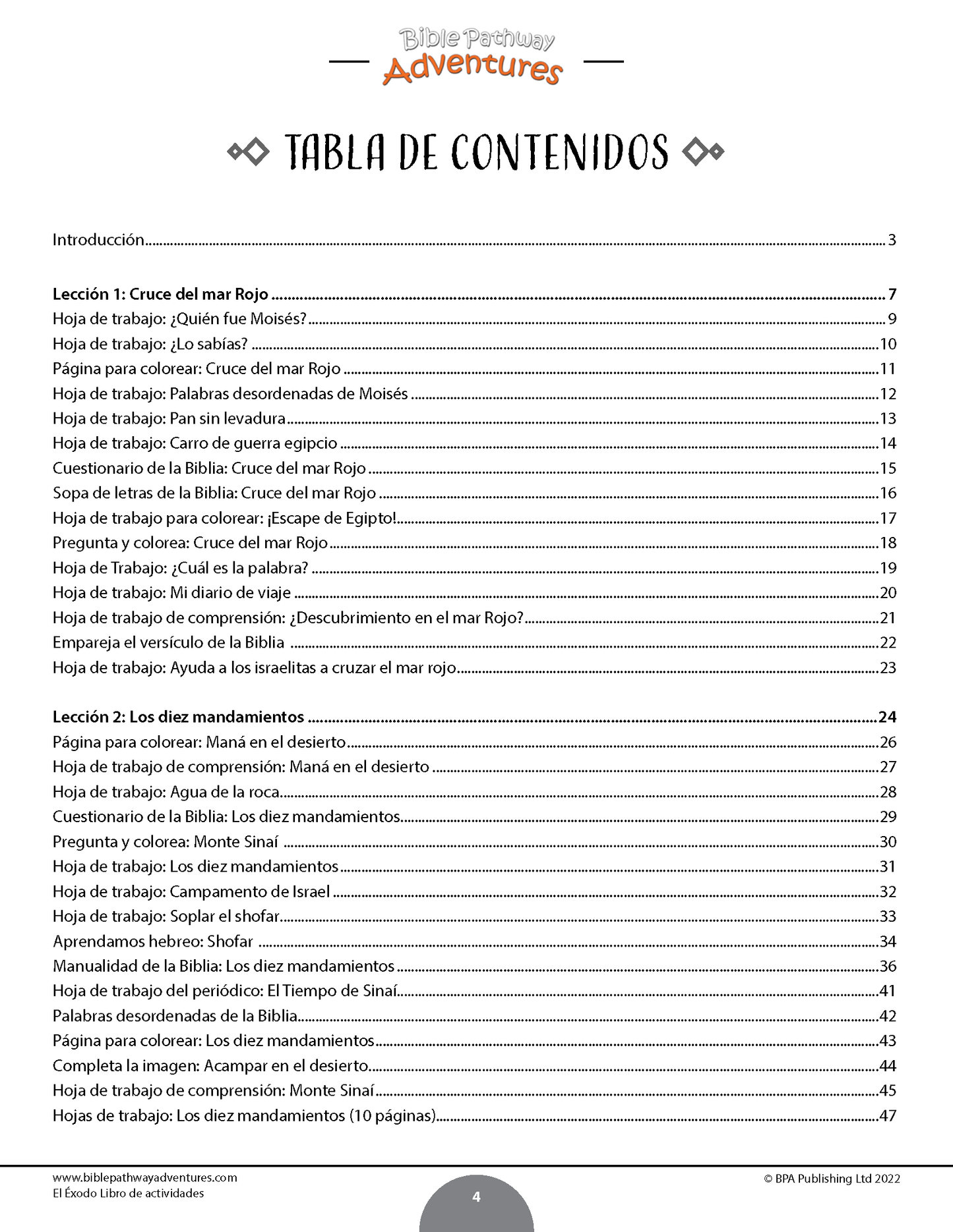El Éxodo: Libro de actividades (PDF)