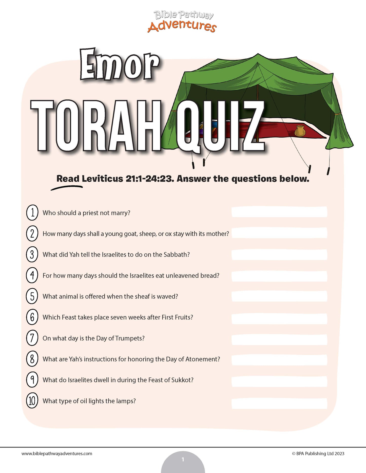 Emor Torah quiz (PDF)