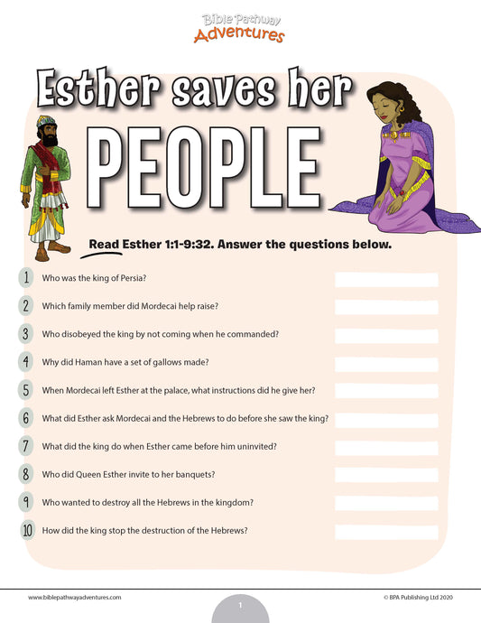 Esther Saves Her People quiz