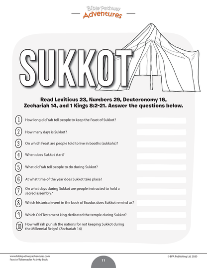 Libro de actividades de la Fiesta de los Tabernáculos (Sukkot)
