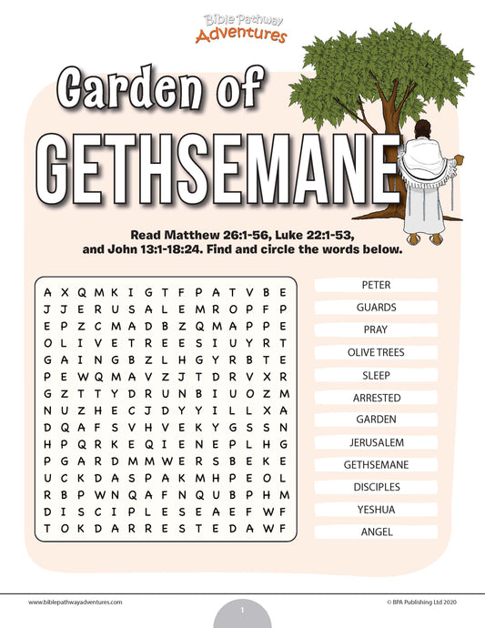Garden of Gethsemane word search (PDF)