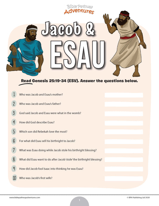 Jacob and Esau quiz (PDF)