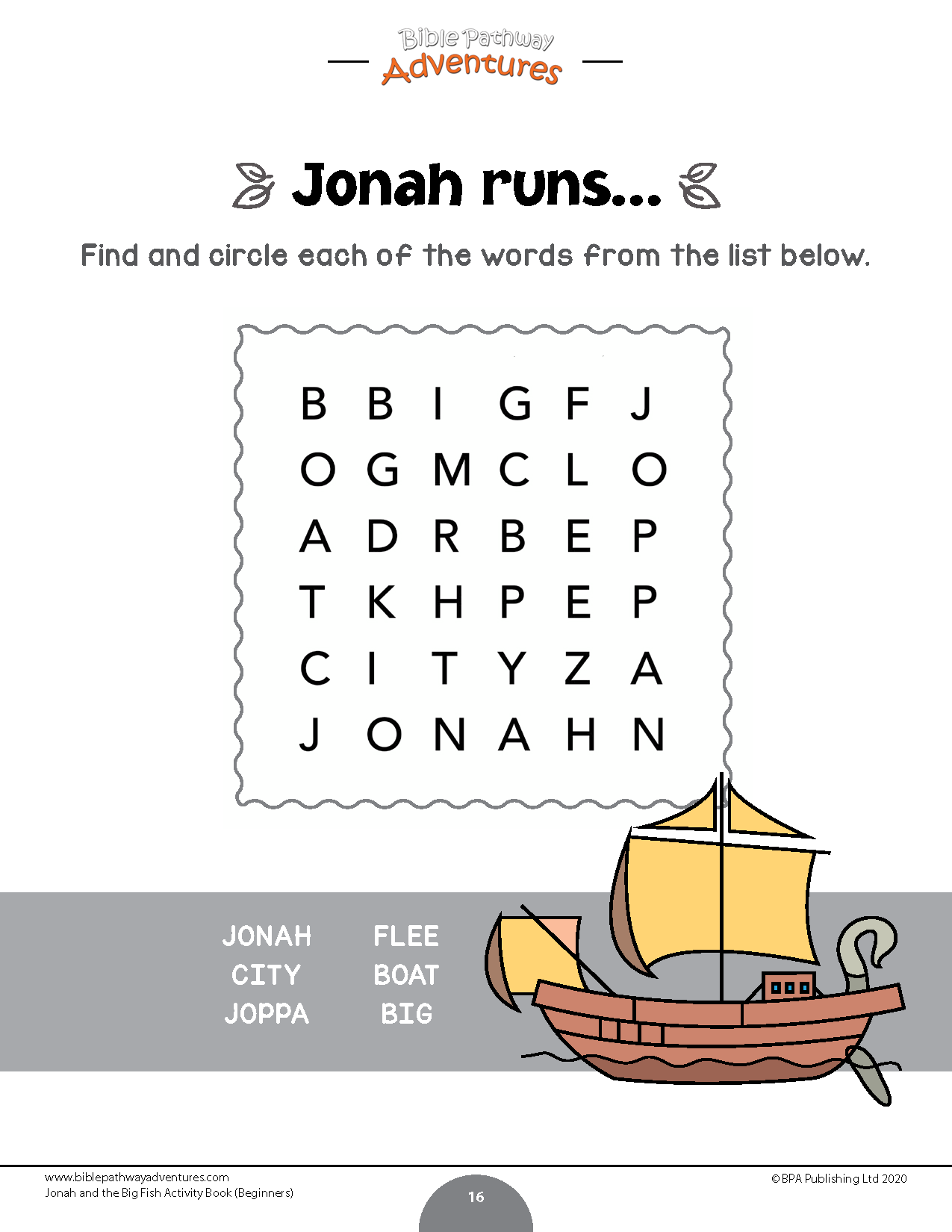 Jonah and the Big Fish Activity Book for Beginners