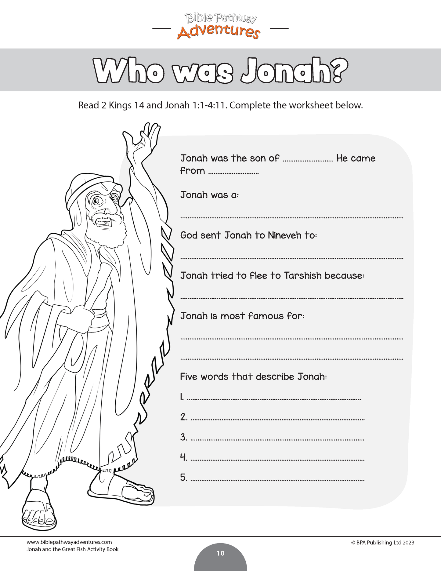 Jonah and the Great Fish Activity Book (PDF)