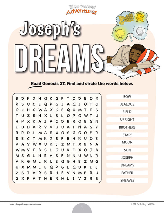 Joseph’s Dreams word search (PDF)