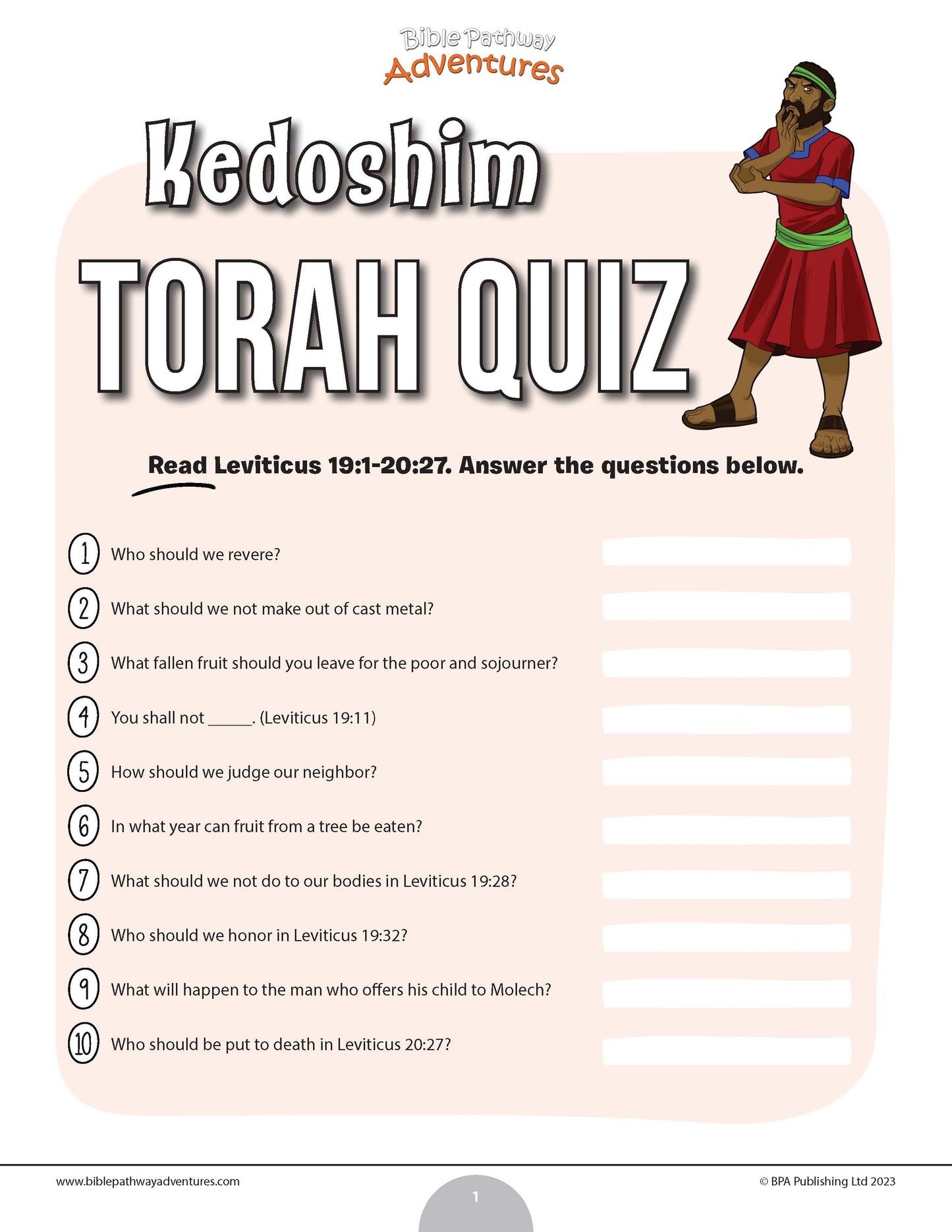 Kedoshim Torah quiz (PDF)