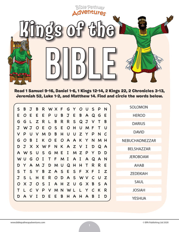 Kings of the Bible word search (PDF) Bible Pathway Adventures