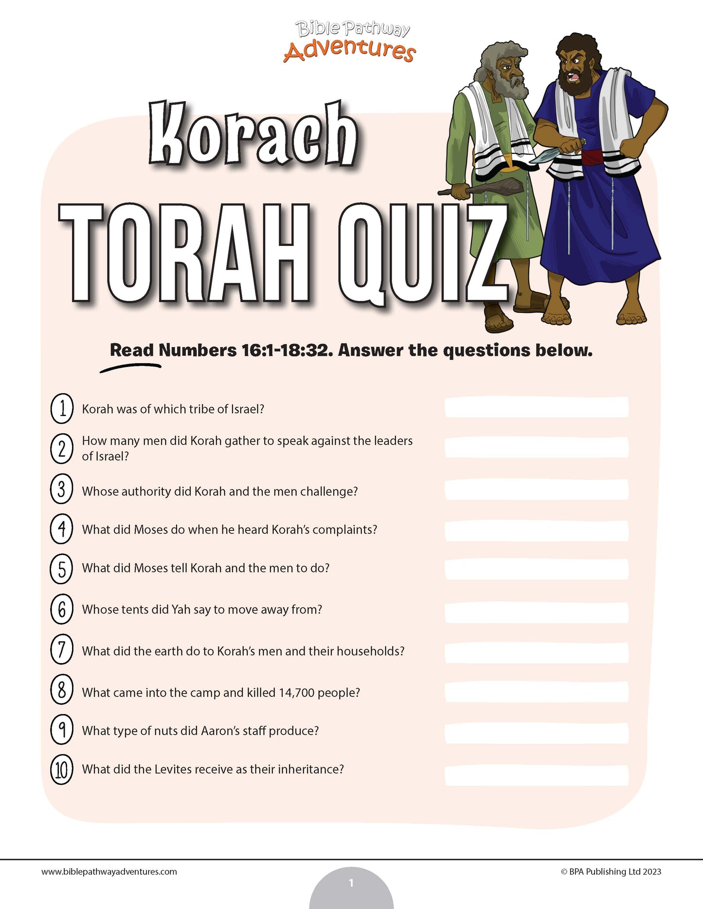 Korach Torah quiz (PDF)