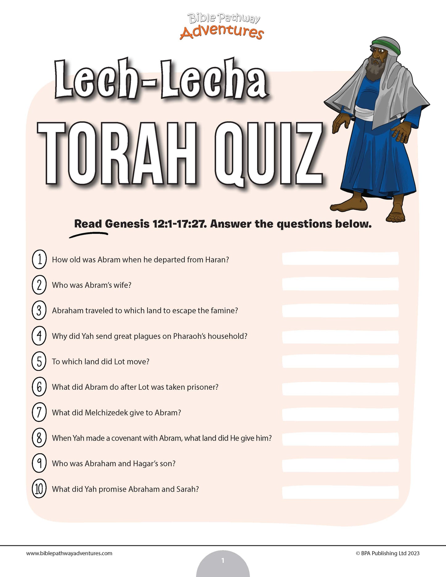 Lech-Lecha Torah quiz (PDF)