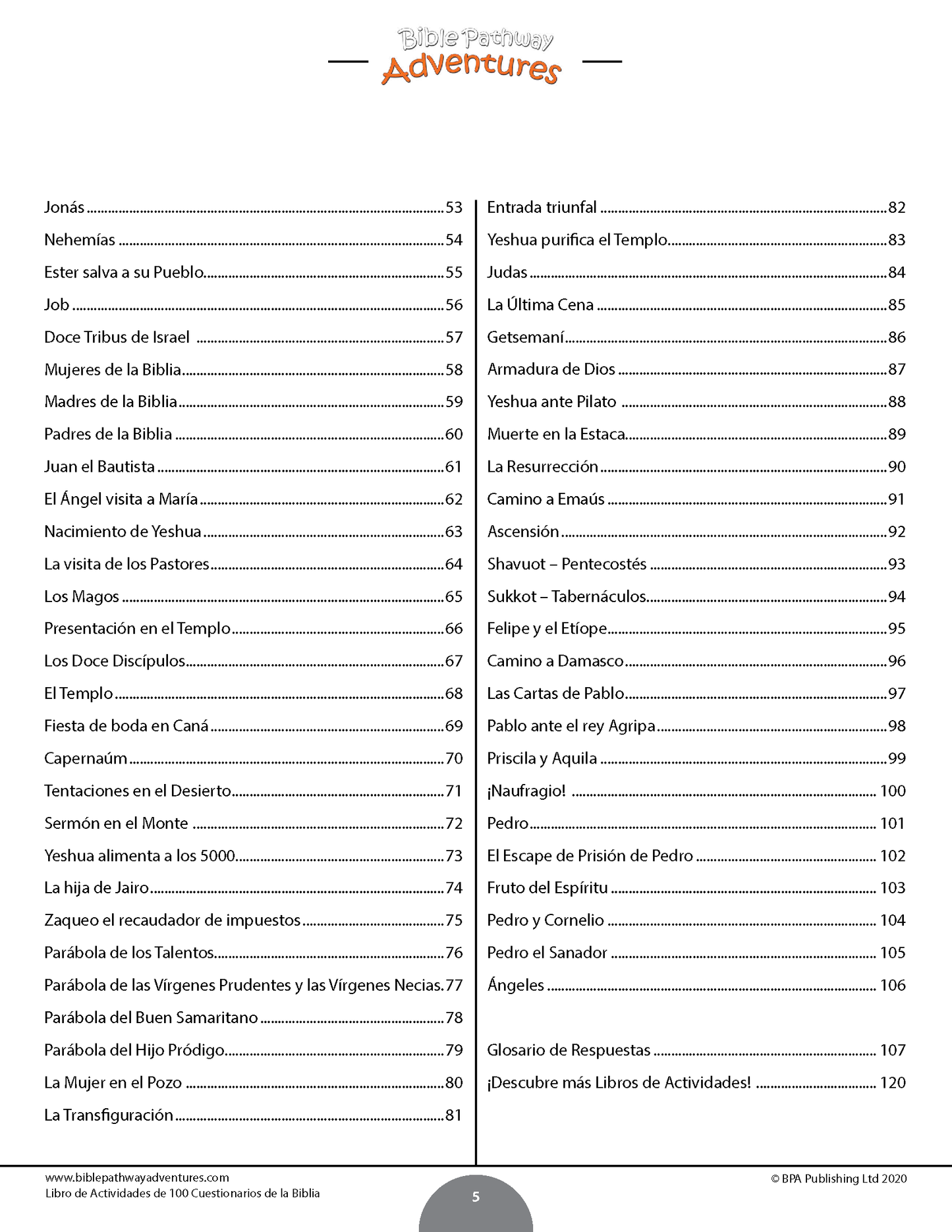 Libro de actividades de 100 cuestionarios de la Biblia (PDF)
