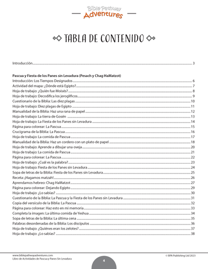 Libro de actividades de Pascua y Panes Sin Levadura (PDF)