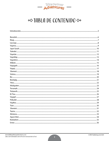 Libro de actividades de la porción semanal de la Torá (PDF)