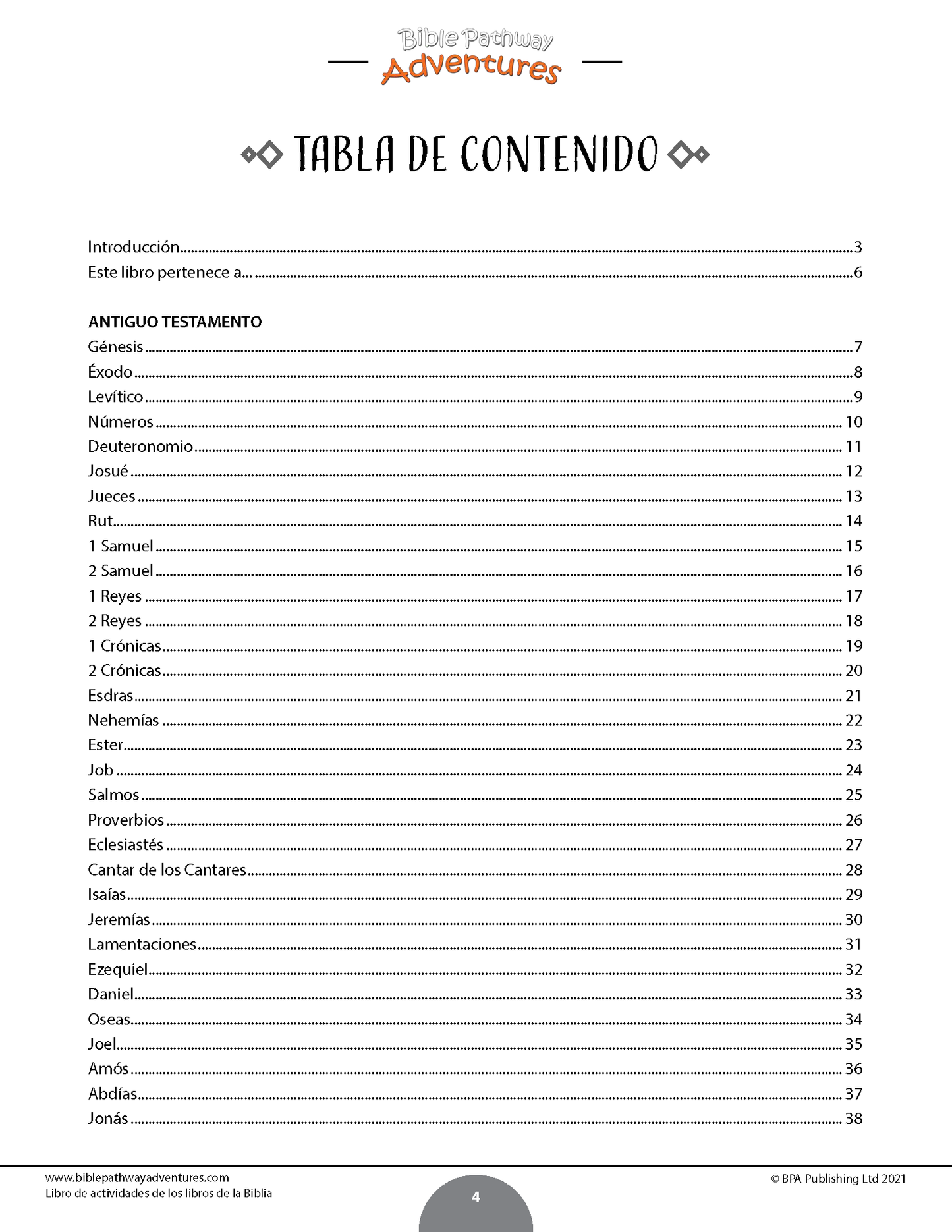 Libro de actividades de los libros de la Biblia (PDF)