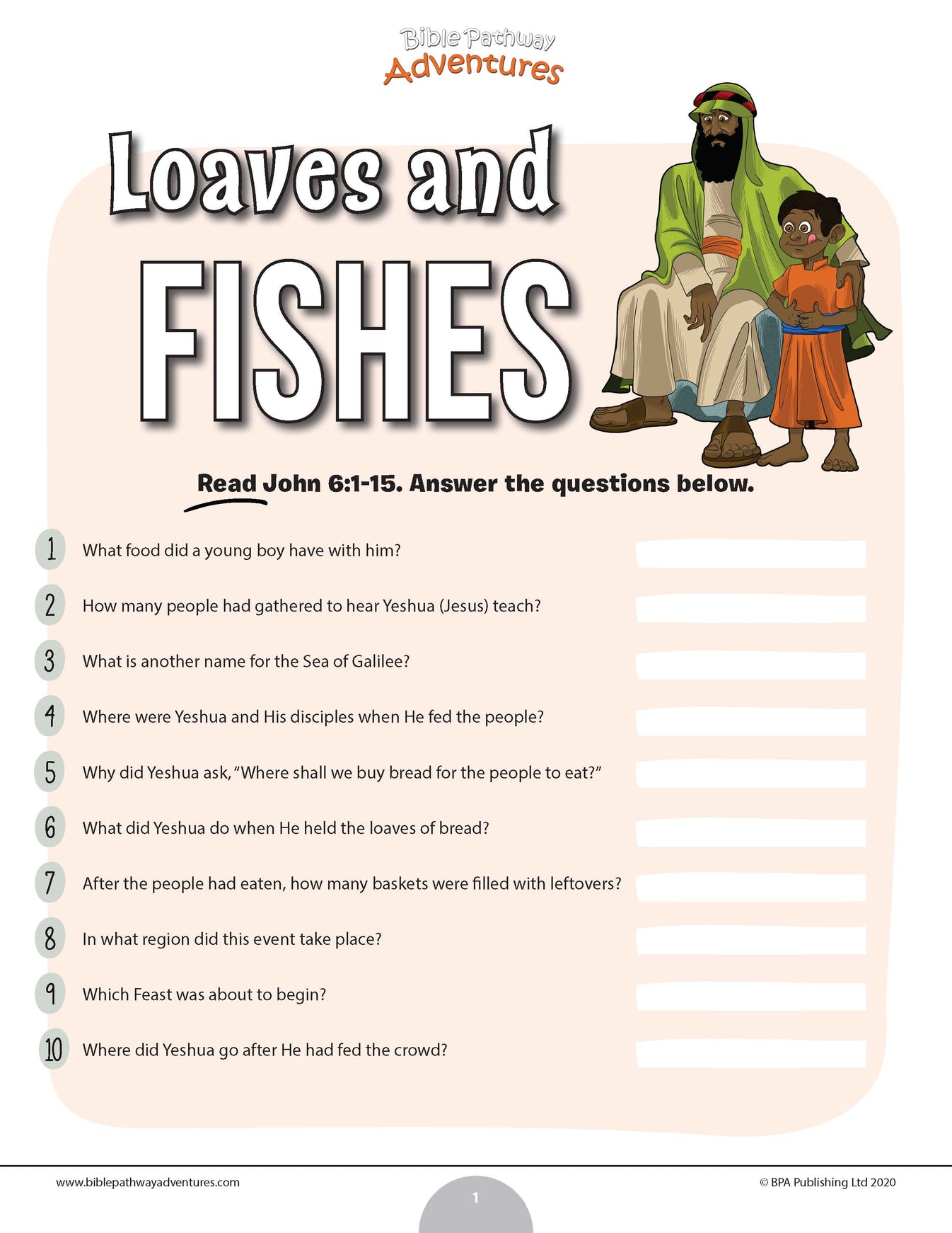 Loaves and Fishes quiz (PDF) Bible Pathway Adventures
