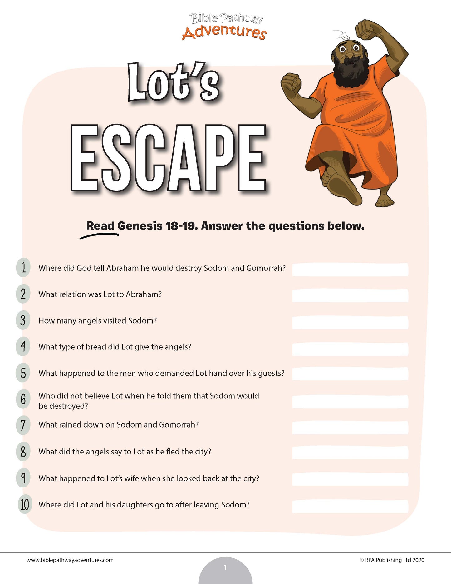 Lot's Escape Bible quiz