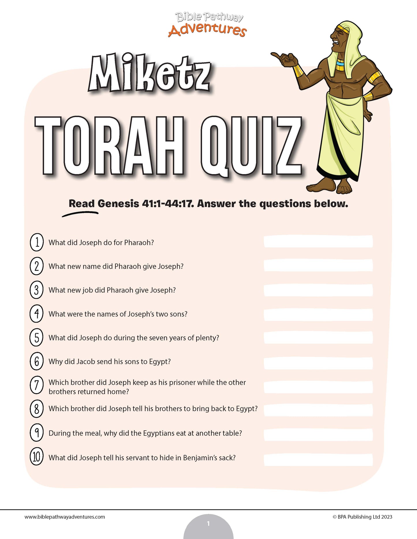Miketz Torah quiz (PDF)