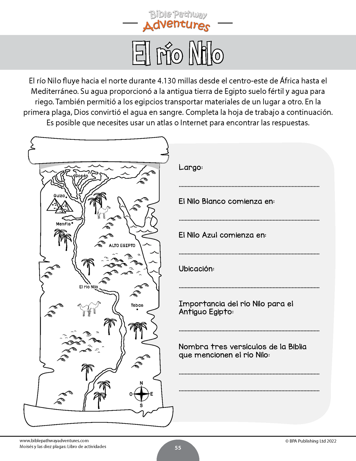 Moisés y las diez plagas: Libro de actividades (PDF)