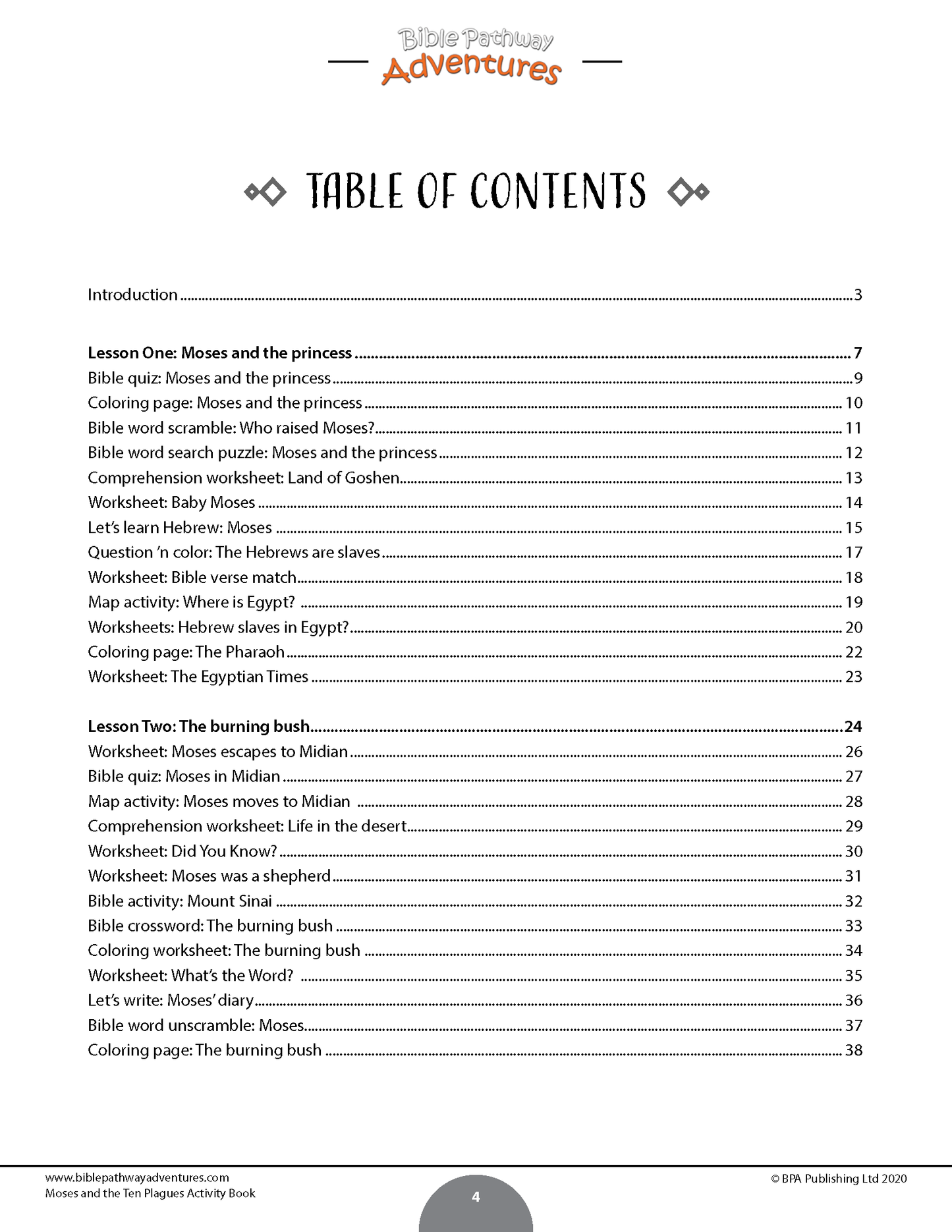 Libro de actividades Moisés y las diez plagas