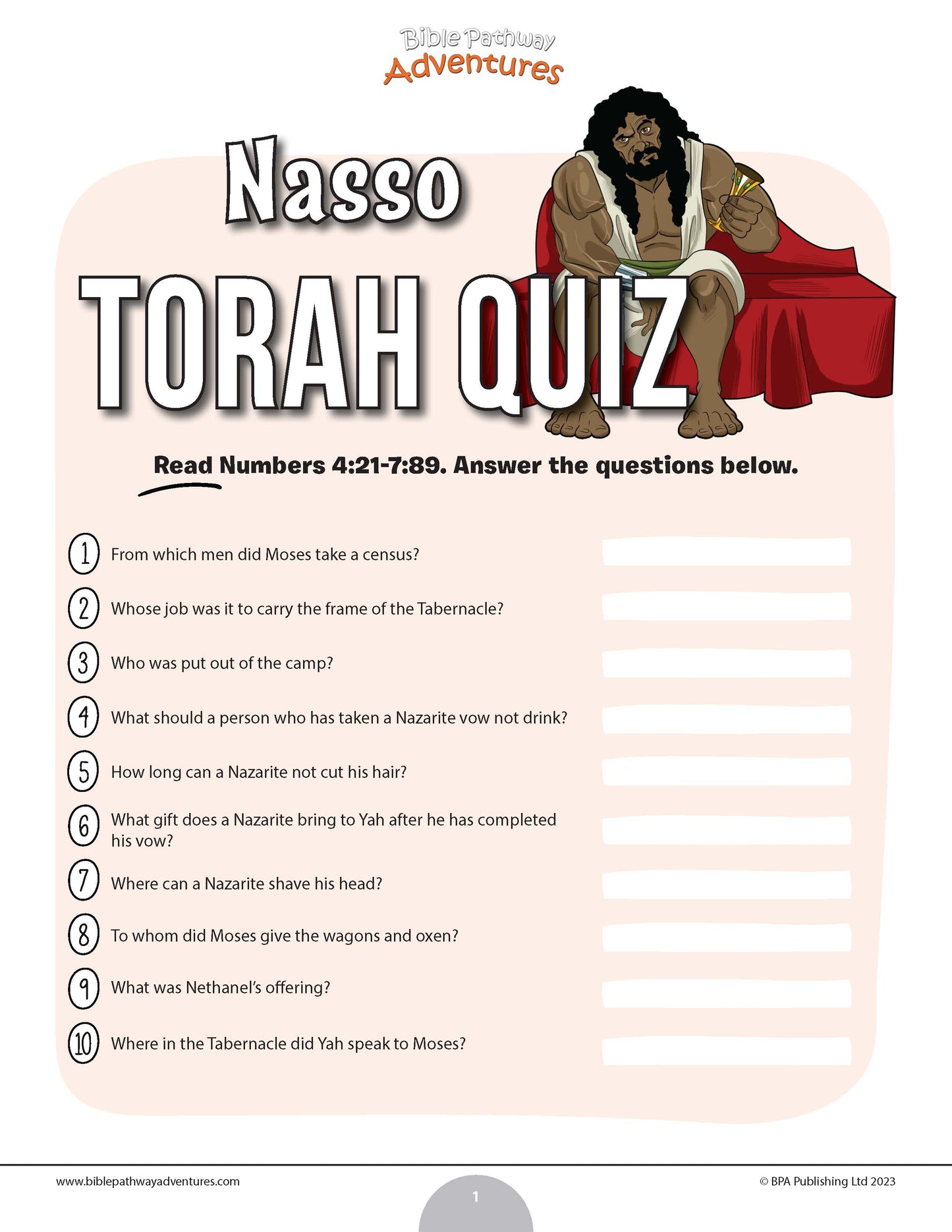 Nasso Torah quiz (PDF)