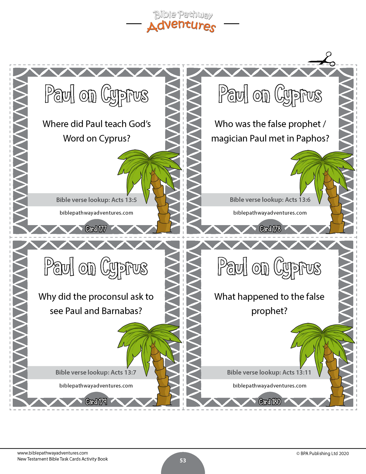 New Testament Bible Task Cards Activity Book (PDF)