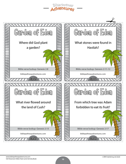 Libro de actividades de tarjetas de tareas bíblicas del Antiguo Testamento