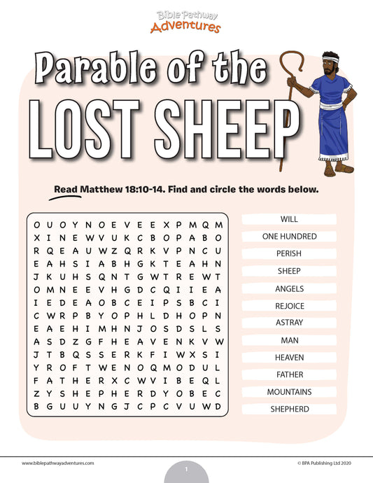 Parable of the Lost Sheep word search