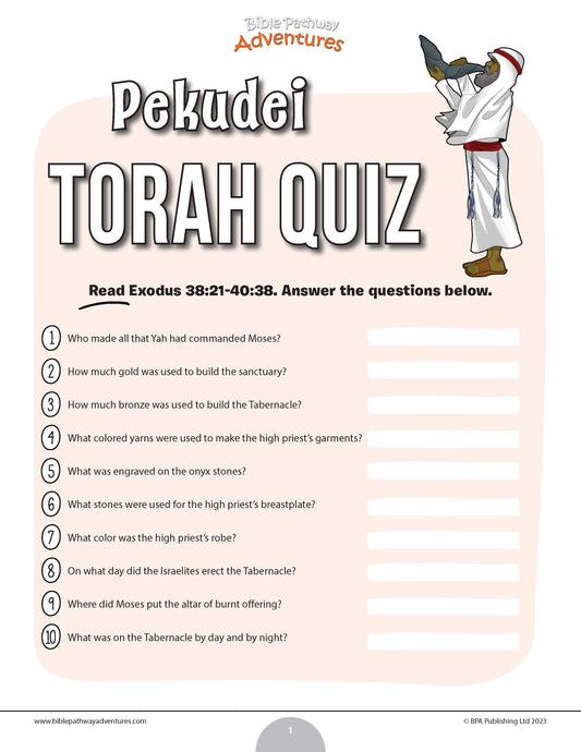 Pekudei Torah quiz (PDF)