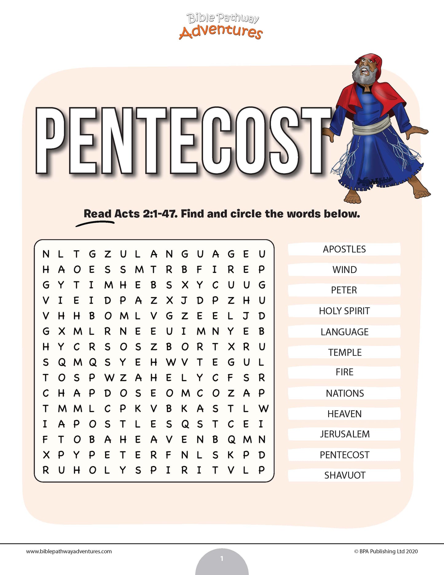 Búsqueda de palabras de Pentecostés