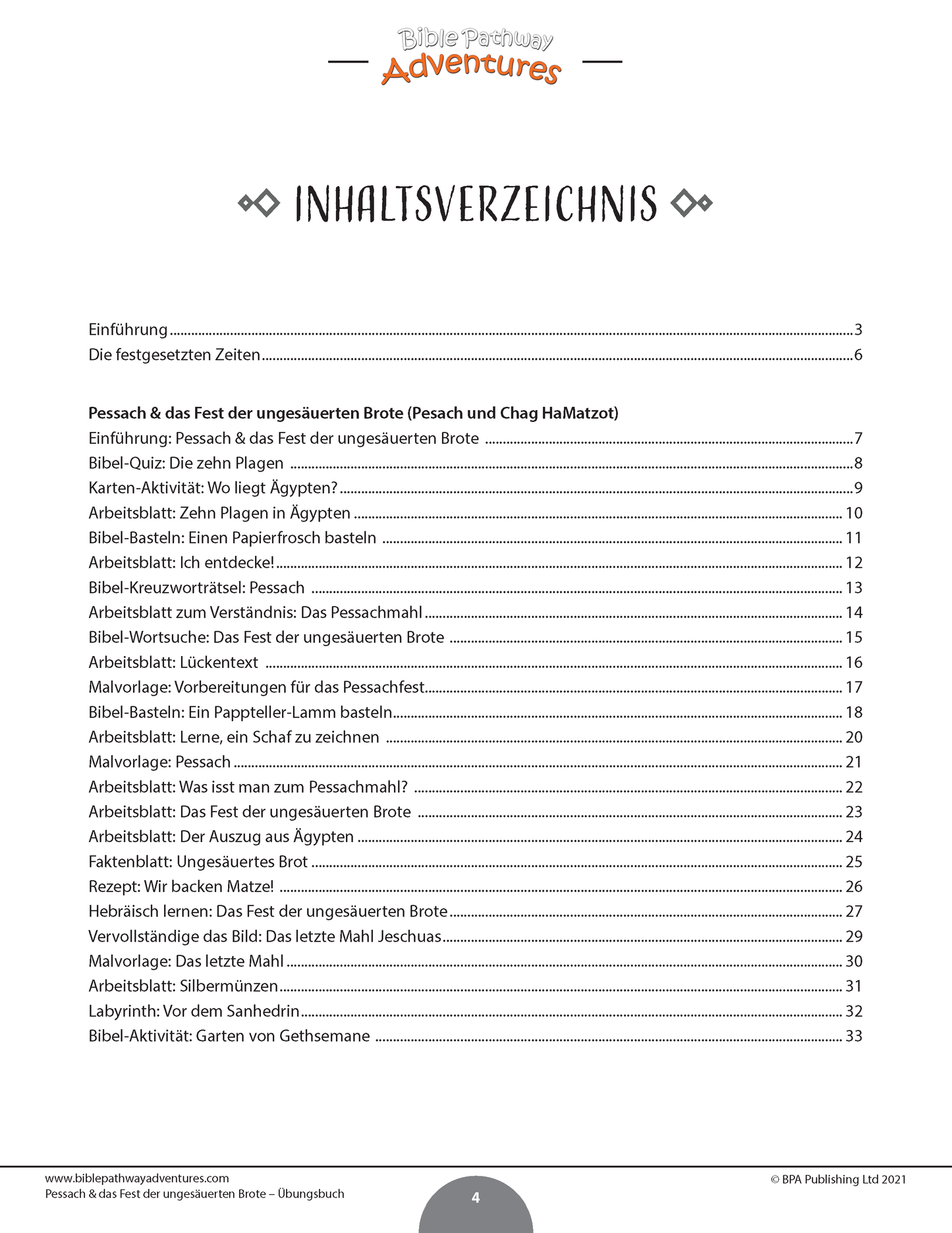 Das Pessach & Fest der Ungesäuerten Brote – Übungsbuch (PDF)