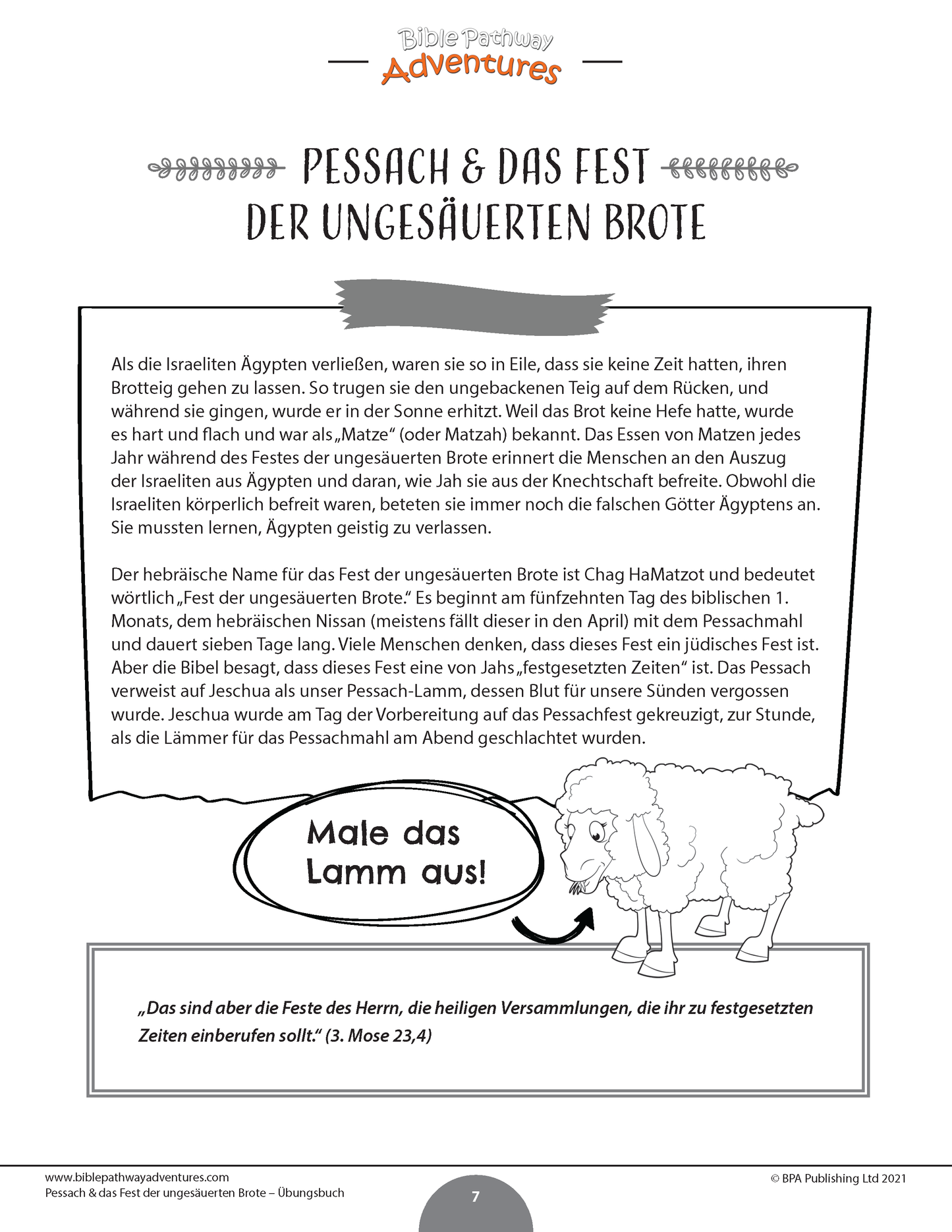 Pessach & das Fest der ungesäuerten Brote - Übungsbuch (PDF)